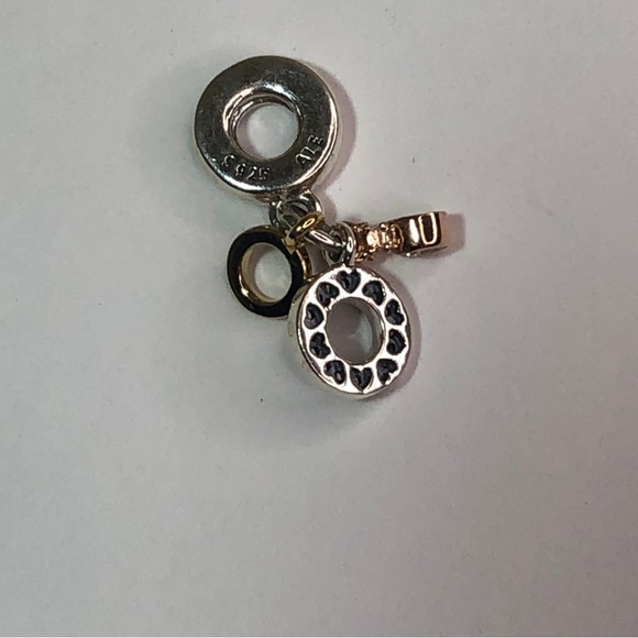 Pandora Silver 14k Gold Triple Monogram Logo Charm Dangle - Picture 7 of 9